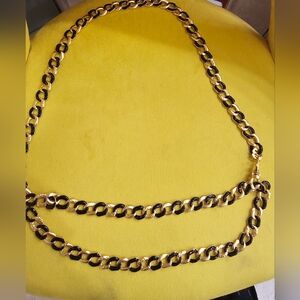 Vintage St John black enamel and gold double layer belt stunning